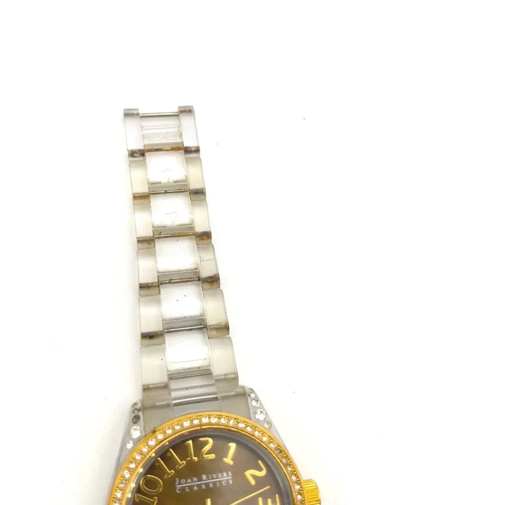 Joan Rivers Classics Women's Gold Tone Rhinestone‎ Bezel Quartz Watch READ!